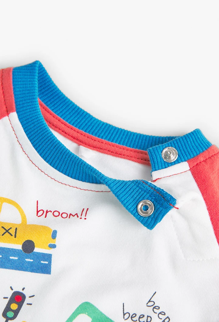 T-shirt tricolore en tricot pour bébé en blanc