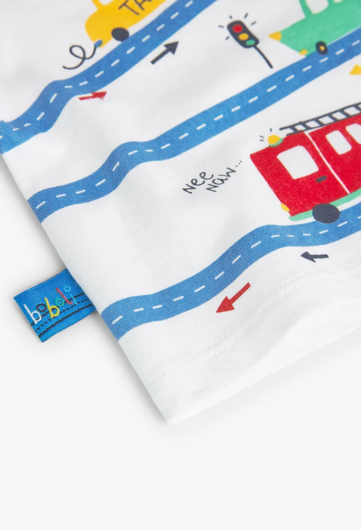 T-shirt tricolore en tricot pour bébé en blanc