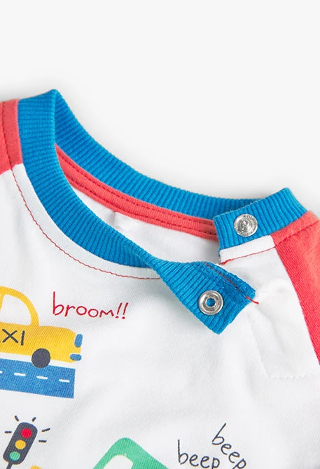 T-shirt tricolore en tricot pour bébé en blanc