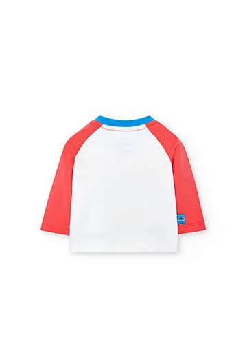 Camiseta de punto tricolor de bebé en blanco