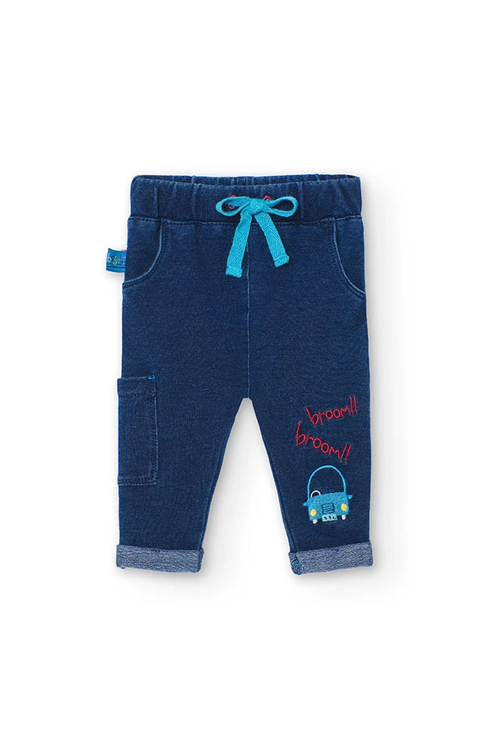 Pantalon molleton bleu en denim pour bébé garçon