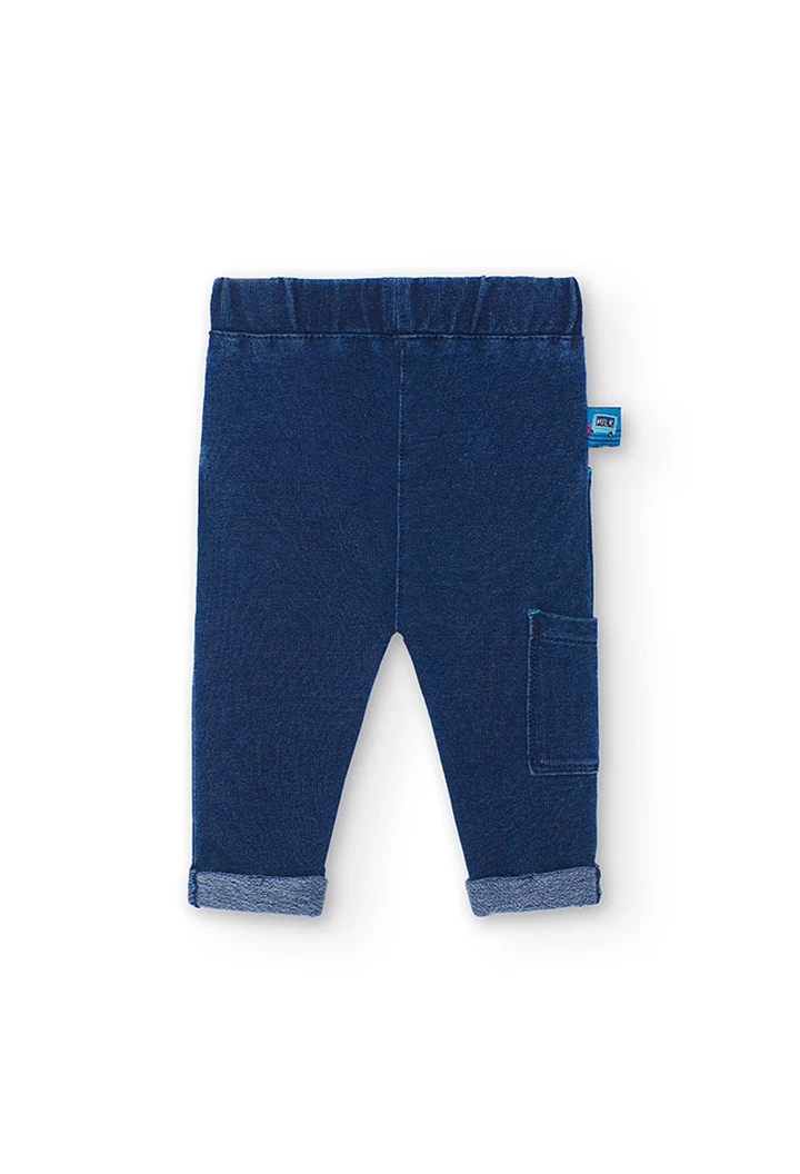 Pantalons de pelfa denim de bebè nen en blau