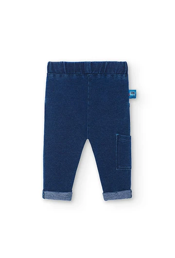 Baby boy's blue denim plush trousers