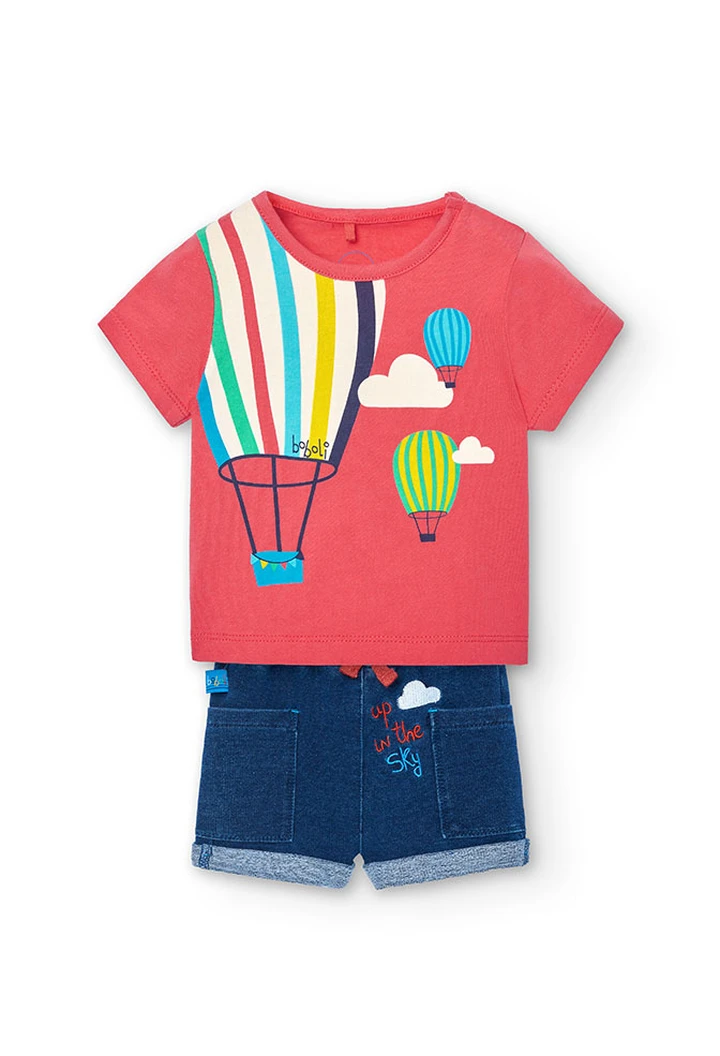 Pack bébé rouge en maille combinée