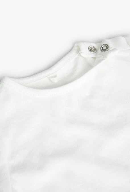 Set in jersey stampata bianco da neonato