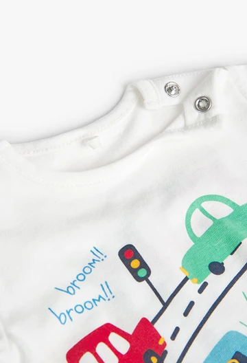 Grenouillère tricotée pour bébé garçon en blanc