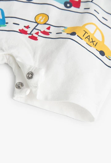 Grenouillère tricotée pour bébé garçon en blanc