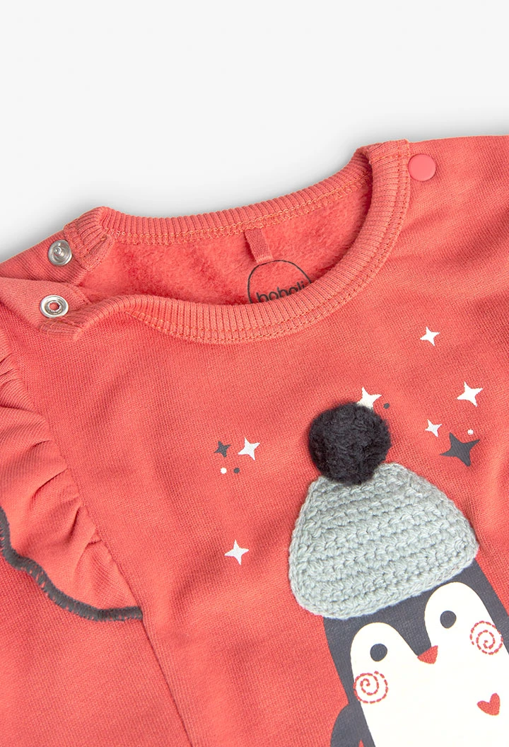 2tlg. Set mit Sweatshirt und Leggings für Baby-Mädchen in Orange