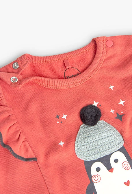 2tlg. Set mit Sweatshirt und Leggings für Baby-Mädchen in Orange