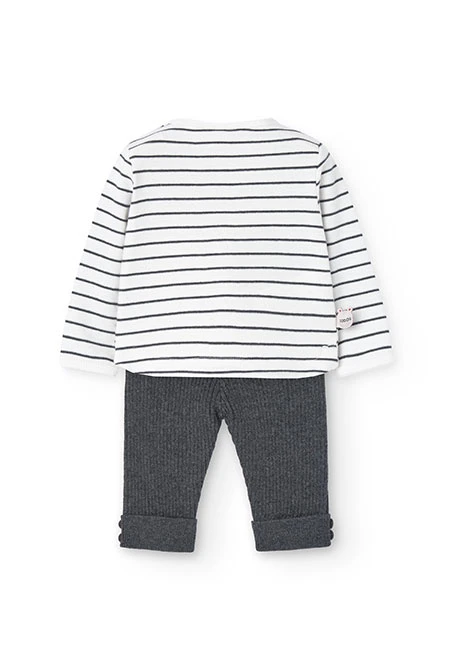 Ribbed sweatshirt and leggings set for baby girl with striped print