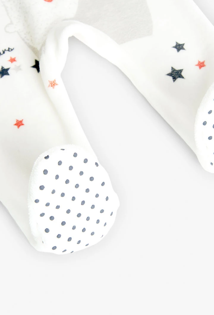 Babygrow de veludo para bebé menina em branco com estampado de estrelas