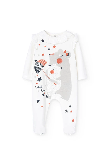 Babygrow de veludo para bebé menina em branco com estampado de estrelas