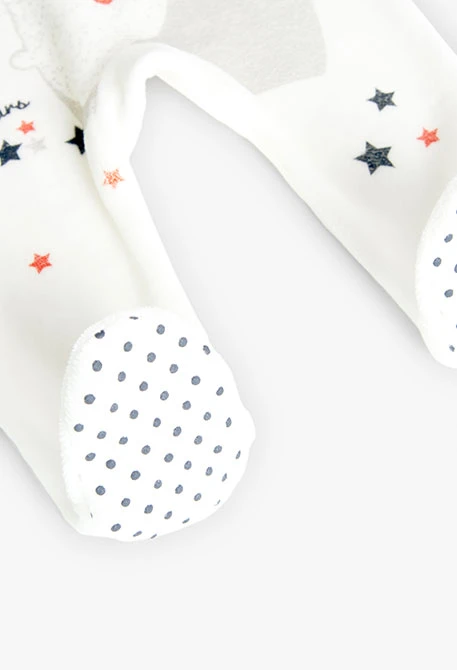 Pelele de terciopelo para bebé niña en blanco con estampado de estrellas