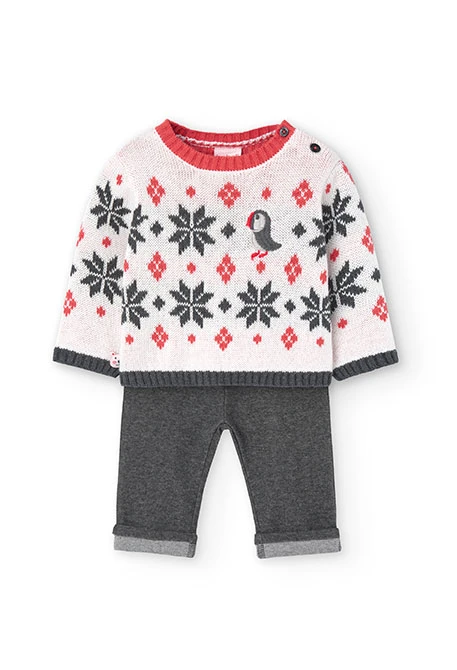 Ensemble de pull et pantalon pour bébé garçon avec imprimé de bordures