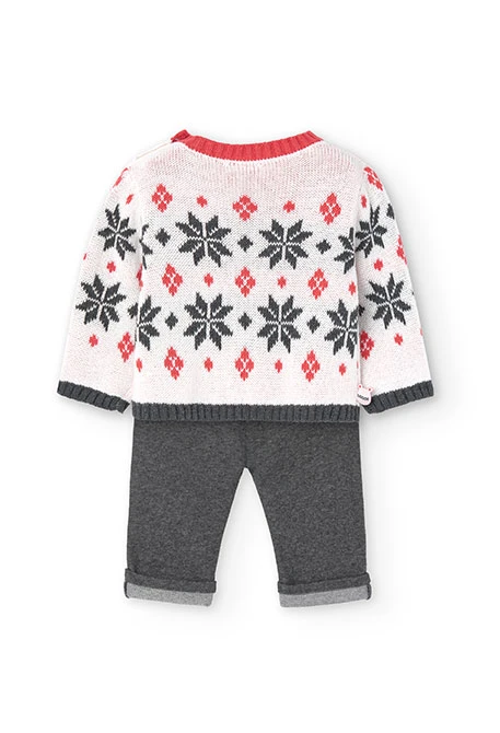 Ensemble de pull et pantalon pour bébé garçon avec imprimé de bordures