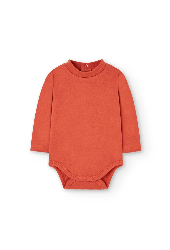 Set of cotton bodysuit and dungarees for baby boy in orange colour