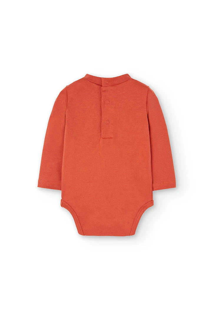 Set of cotton bodysuit and dungarees for baby boy in orange colour