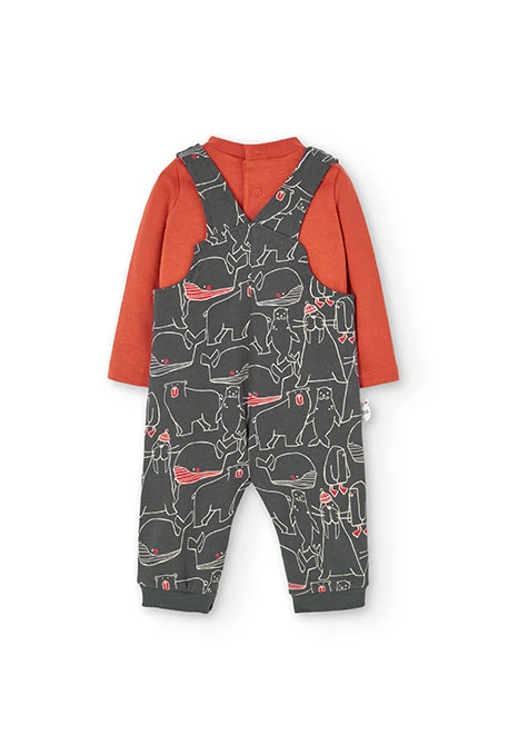 2tlg. Set mit Body und Latzhose aus Baumwolle für Baby-Jungen in Orange