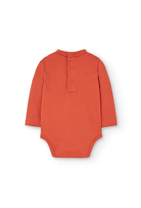 Set of cotton bodysuit and dungarees for baby boy in orange colour