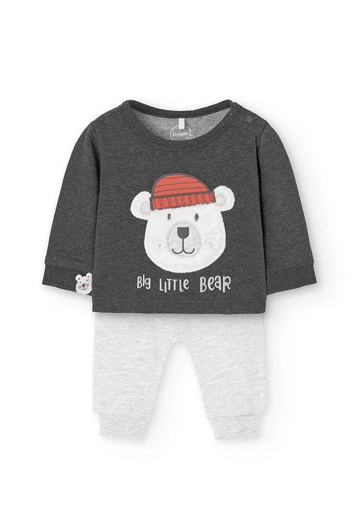 Ensemble de sweat-shirt et pantalon en molleton pour bébé garçon en gris chiné