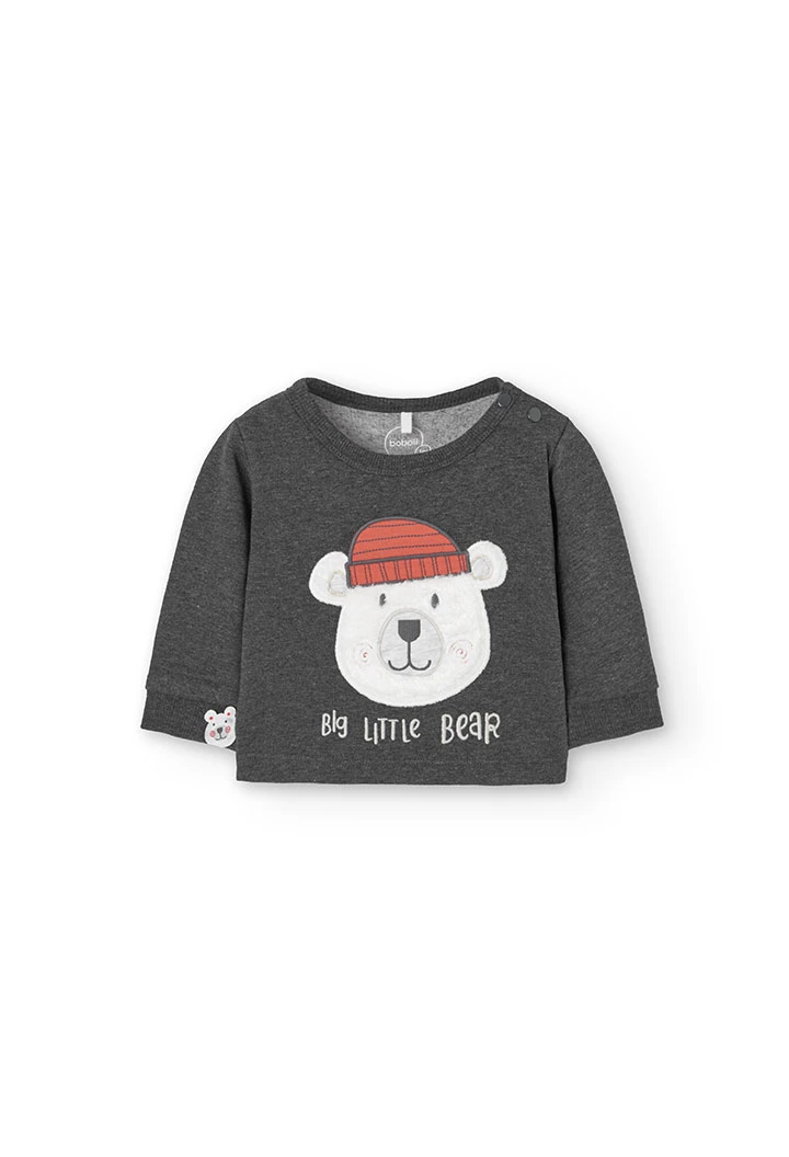 2tlg. Set mit Sweatshirt und Hose aus Frottee für Baby-Jungen in Grau