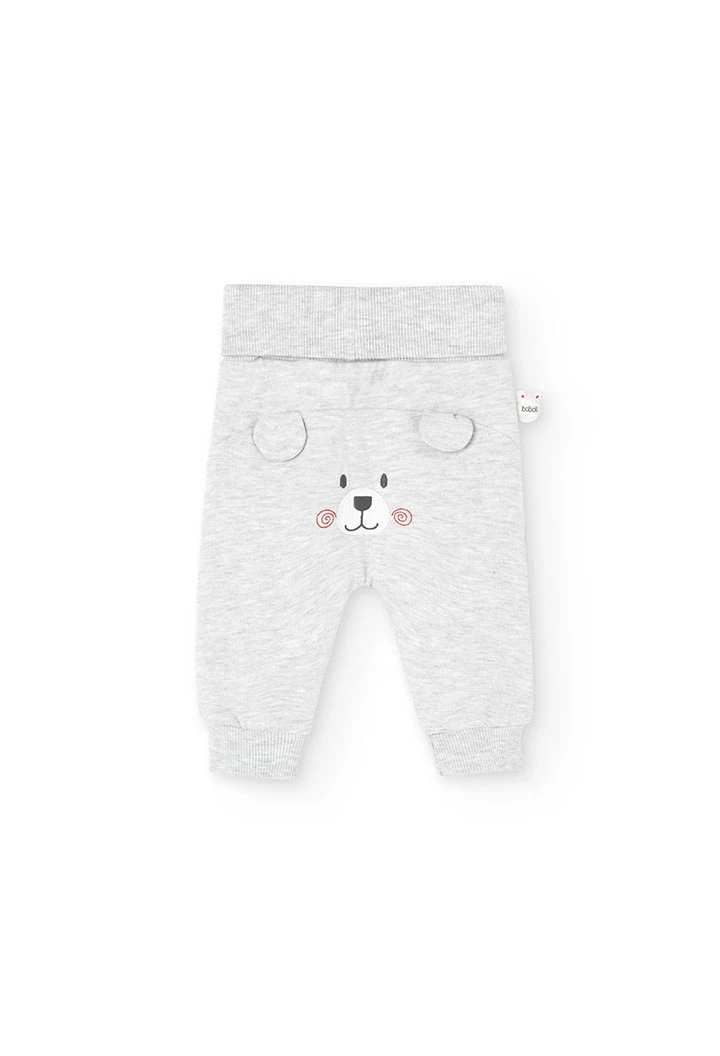 Set of sweatshirt and fleece trousers for baby boy in grey