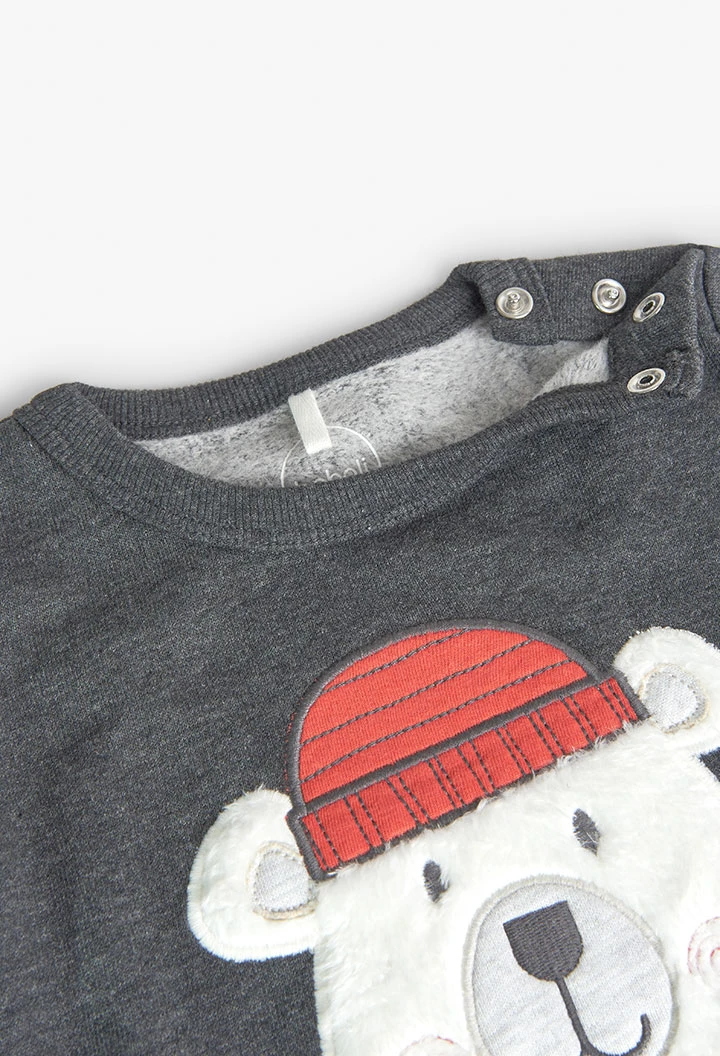 Set of sweatshirt and fleece trousers for baby boy in grey