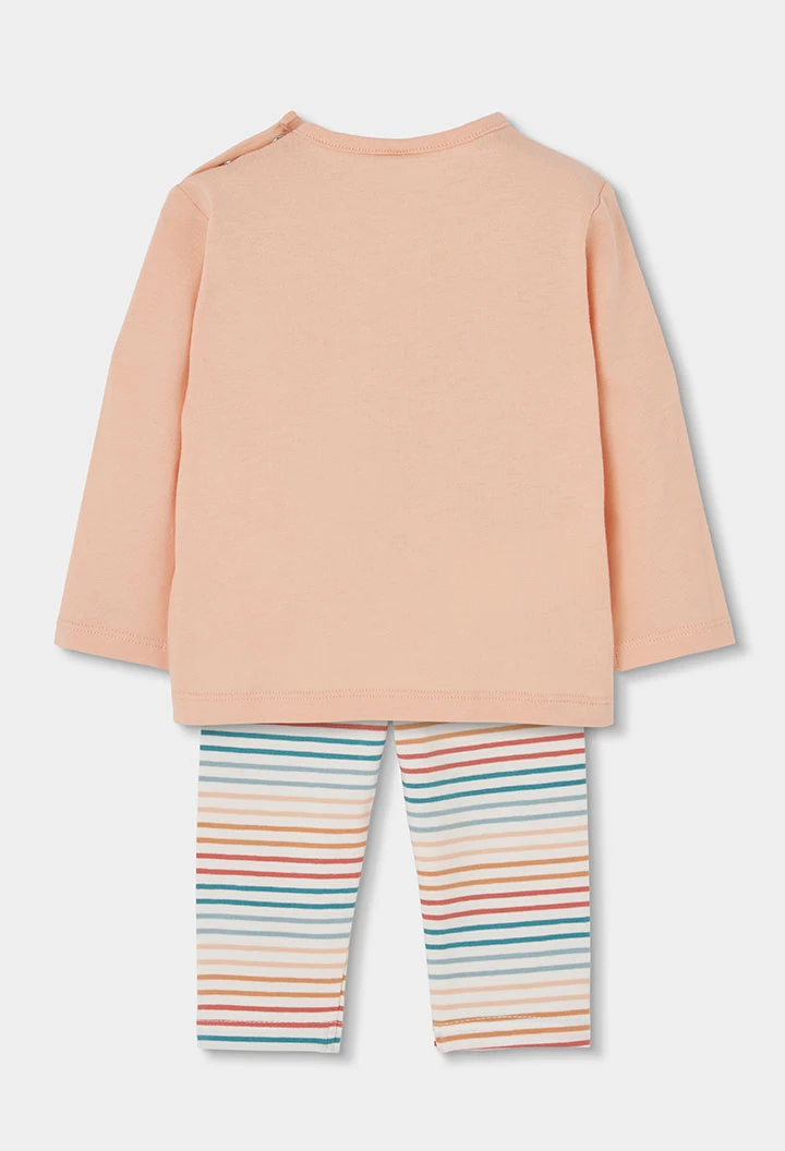 Baby set with T-shirt and beige cotton trousers