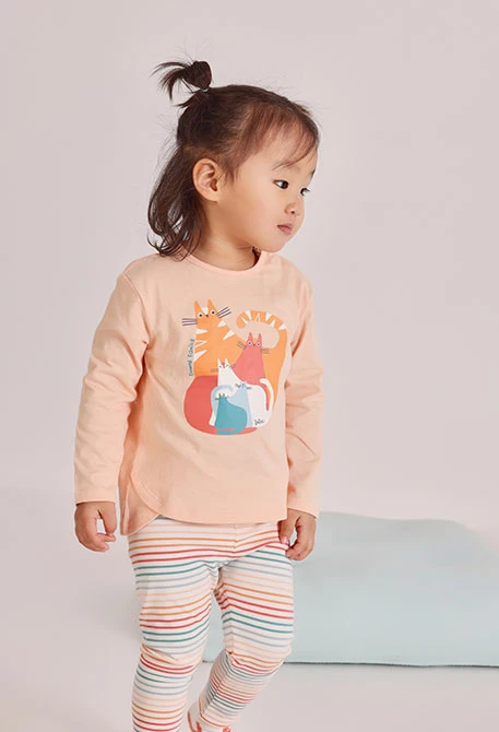 Ensemble bébé t-shirt et pantalon coton beige
