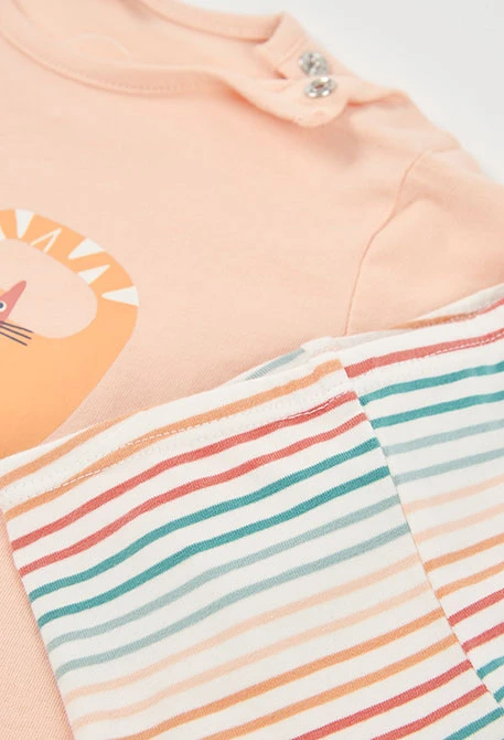 Conjunto bebé t-shirt e calças algodão bege