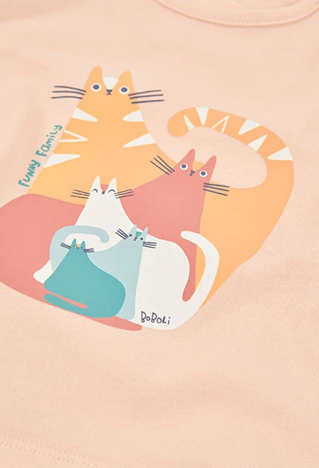 Conjunto bebé t-shirt e calças algodão bege