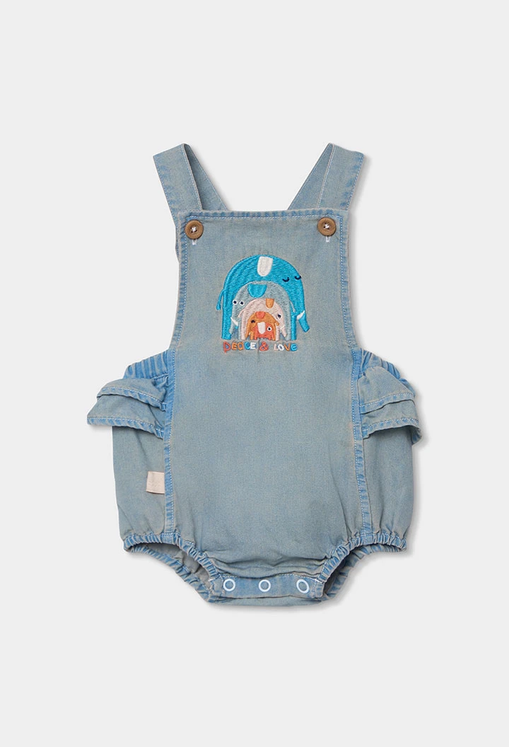 Completo neonato body e salopette in denim
