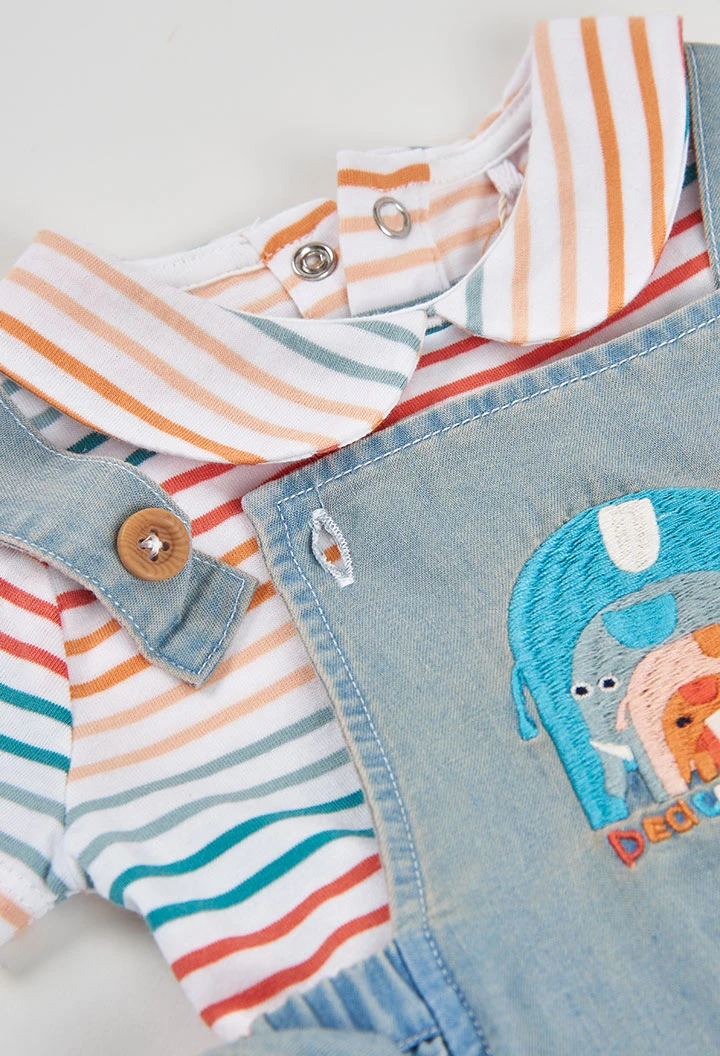 Baby set: bodysuit and denim dungarees