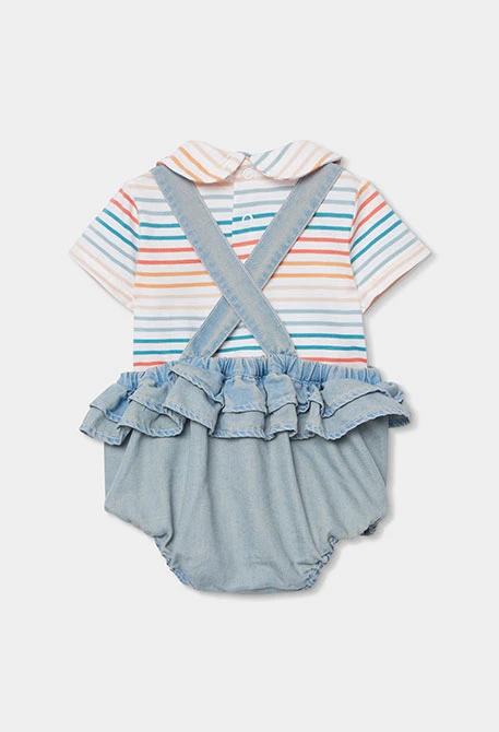 Ensemble bébé body et salopette en denim