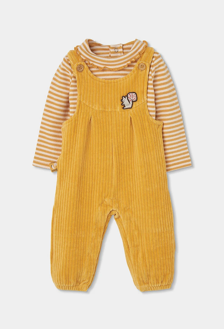 Ensemble maille bébé fille jaune avec écureuil