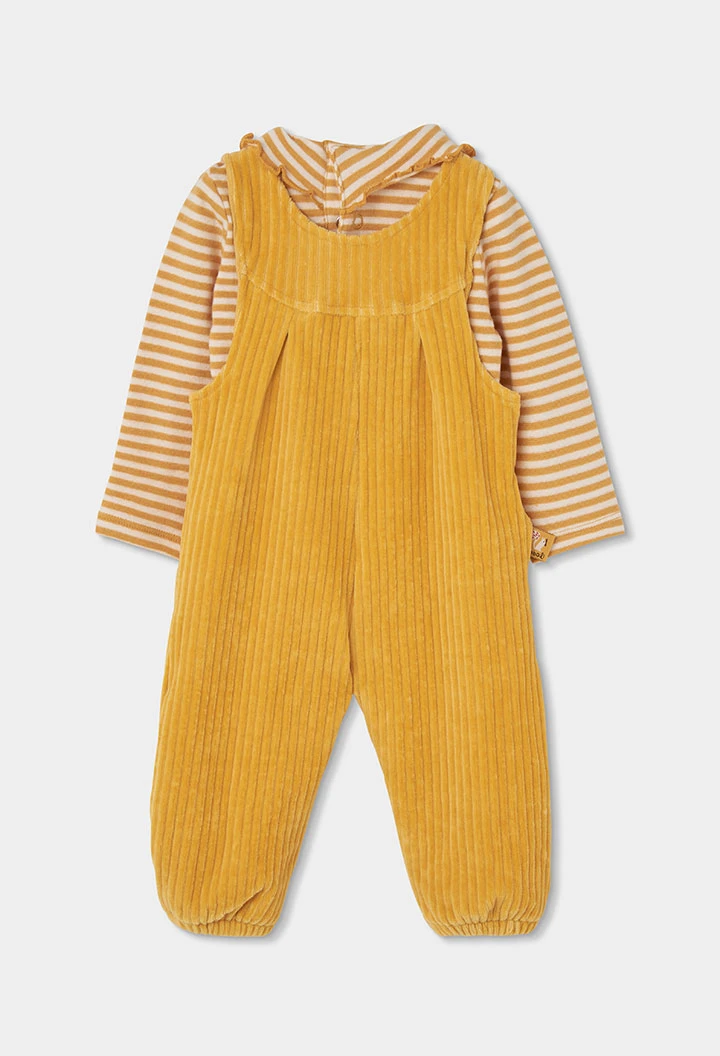 Ensemble maille bébé fille jaune avec écureuil