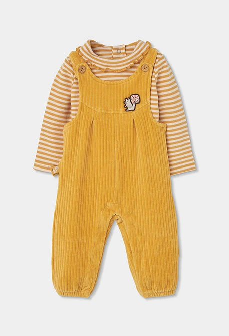 Ensemble maille bébé fille jaune avec écureuil