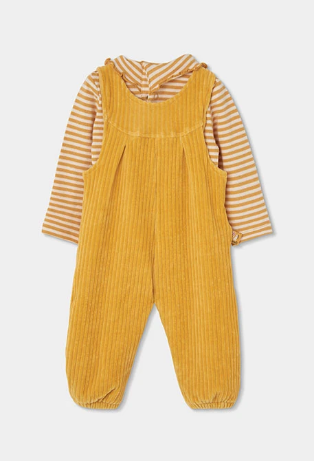 Ensemble maille bébé fille jaune avec écureuil