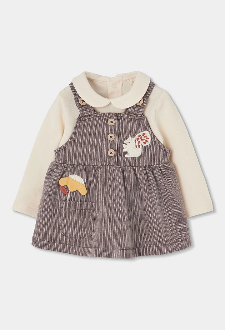 Ensemble maille bébé fille marron brodé écureuil