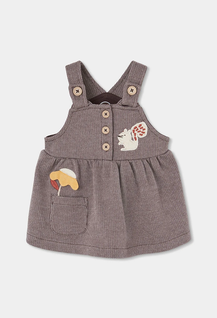 Ensemble maille bébé fille marron brodé écureuil