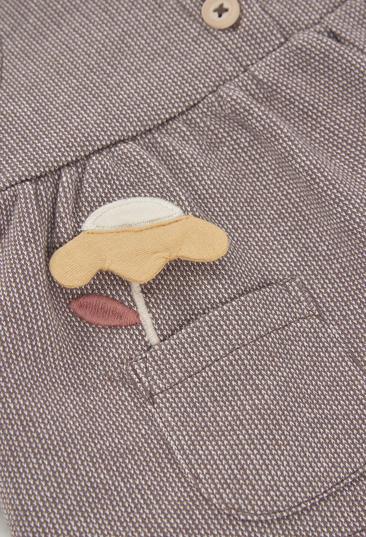 Ensemble maille bébé fille marron brodé écureuil