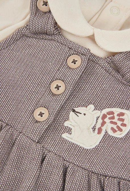 Ensemble maille bébé fille marron brodé écureuil