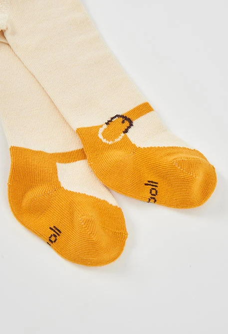 Body écru avec design chaussure moutarde