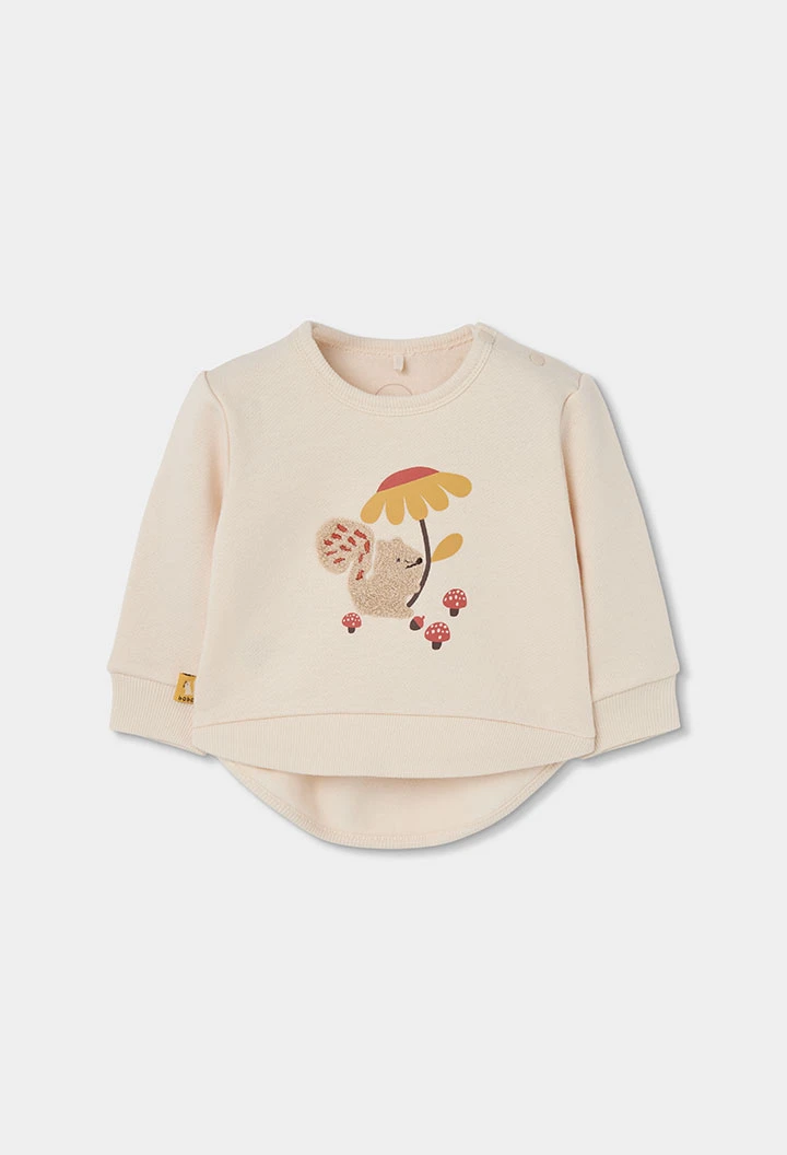 Ensemble en maille bébé fille écru brodé écureuil
