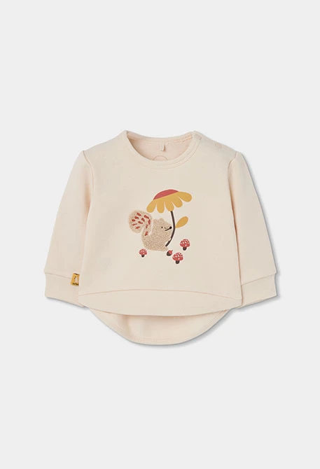 Ensemble en maille bébé fille écru brodé écureuil