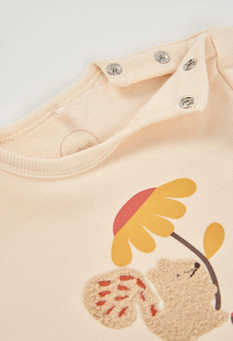 Ensemble en maille bébé fille écru brodé écureuil