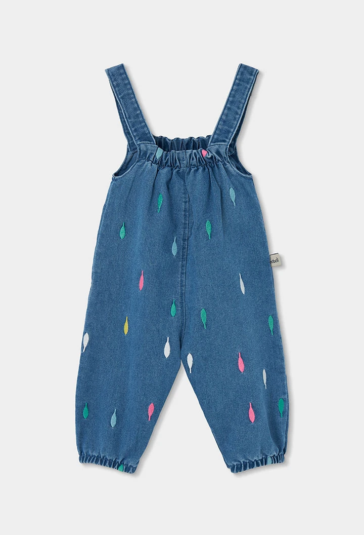 Conjunto denim bebé azul estampado hojas