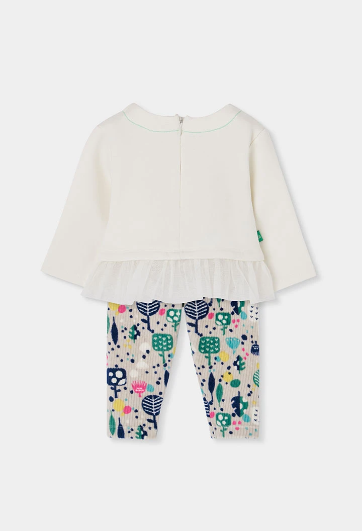 Conjunto punto bebé niña blanco estampado árboles