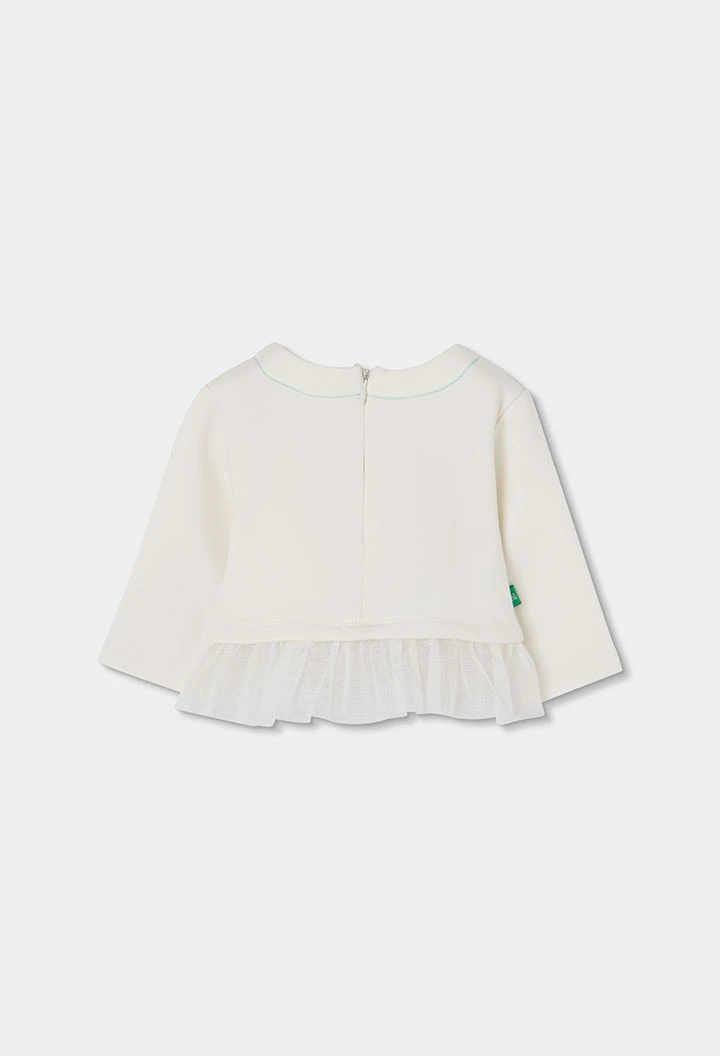 Conjunto punto bebé niña blanco estampado árboles