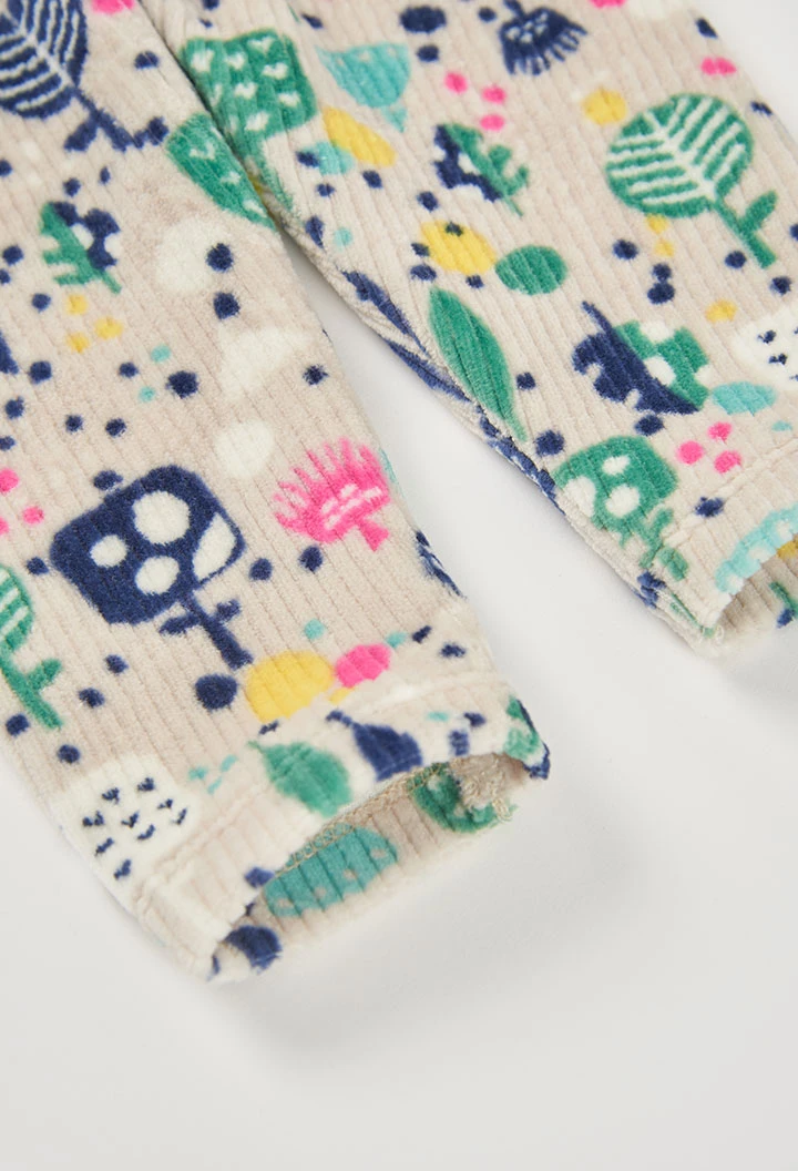 Babymädchen-Strickset weiß mit Baumdruckmuster